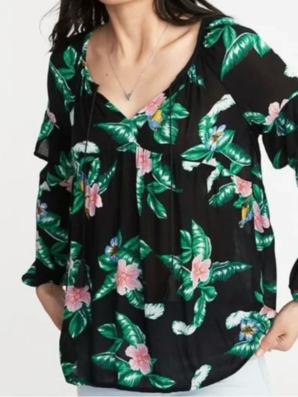 Old Navy Tropical Print Rayon Shirt